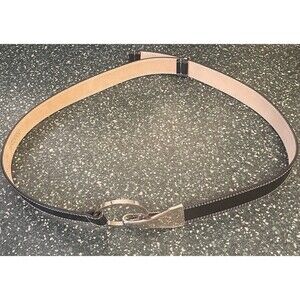 WCM New York Black Belt Size M 2780 Italian Leather  Metallic Silver Adjustable